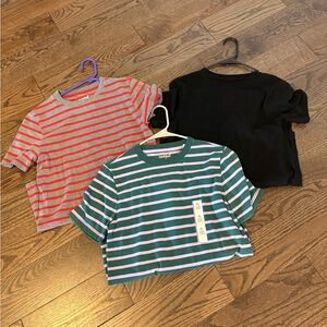 Cat & Jack Kids' Striped Tees - Gray, Red, and Green